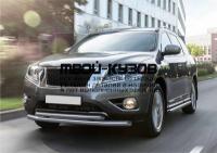 R.4121.002 - ЗАЩИТА ПЕРЕДНЕГО БАМПЕРА d76+d57 (RIVAL) Nissan Pathfinder R52 (2013-2017)