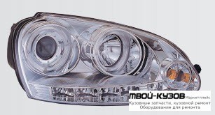 ФАРА ЛЕВАЯ + ПРАВАЯ (КОМПЛЕКТ) ТЮНИНГ ЛИНЗОВАННАЯ ДИОД С КОРРЕКТОР (SONAR) ВНУТРИ ХРОМ для Volkswagen GOLF V (10.2003-), Volkswagen JETTA (2005-2010)
