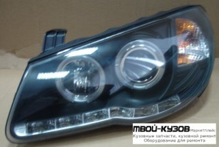 ФАРА ЛЕВАЯ + ПРАВАЯ (КОМПЛЕКТ) ТЮНИНГ (DEVIL EYES) С СВЕТЯЩИЙСЯ ОБОДК ЛИНЗОВАННАЯ (SONAR) ВНУТРИ ЧЁРНЫЙ для Hyundai ELANTRA (2007-)