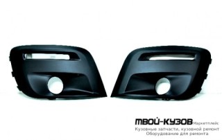 РЕШЕТКА БАМПЕРА ПЕРЕДНИЙ ЛЕВАЯ + ПРАВАЯ (КОМПЛЕКТ) С ОТВЕРСТИЯМИ ПОД ПРОТИВОТУМАННЫЕ ФАРЫ , DRL( ХОД. ОГНИ) (ТАЙВАНЬ) для Citroen BERLINGO (2013-) / PEUGEOT PARTNER (2015-)