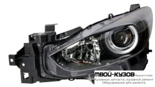 ФАРА ЛЕВАЯ СТОРОНА С КОРРЕКТОР ВНУТРИ ЧЁРНЫЙ (DEPO) для Mazda 3 (2013-)