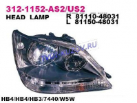 ФАРА правая с черной планкой (МЕХ)  - для LEXUS RX 314