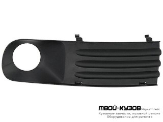 РЕШЕТКА БАМПЕРА ПЕРЕДНИЙ ПРАВАЯ СТОРОНА С ОТВЕРСТИЯМИ ПОД ПРОТИВОТУМАННЫЕ ФАРЫ для Volkswagen TRANSPORTER T5 (2003-2009)