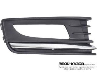 РЕШЕТКА БАМПЕРА ПЕРЕДНИЙ ПРАВАЯ СТОРОНА С ОТВЕРСТИЯМИ ПОД ПРОТИВОТУМАННЫЕ ФАРЫ С ХРОМ МОЛДИНГ (СЕДАН) (ТАЙВАНЬ) для Volkswagen POLO (09.2010 - 2020)