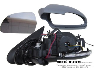 ЗЕРКАЛО ЛЕВАЯ СТОРОНА ЭЛЕКТР С ПОДОГРЕВОМ УКАЗАТЕЛЬ ПОВОРОТА , ПОДСВЕТ , АВТОСКЛАДЫВ (ASPHERICAL) ГРУНТ (ТАЙВАНЬ) для Skoda OCTAVIA (2008-2012)