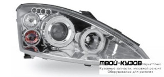 ФАРА ЛЕВАЯ + ПРАВАЯ (КОМПЛЕКТ) ТЮНИНГ ЛИНЗОВАННАЯ С СВЕТЯЩИЙСЯ ОБОДК (JUNYAN) ВНУТРИ ХРОМ для Ford FOCUS (11.1998 - 10.2001) (11.2001-)