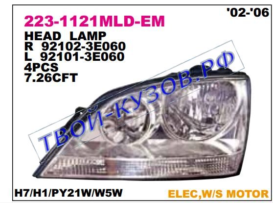 sorento фара правая (в сборе с электро корректором) (depo) 223-1121RMLD-EM