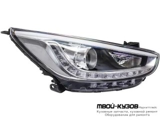 ФАРА ПРАВАЯ СТОРОНА ЛИНЗОВАННАЯ +/- КОРРЕКТОР DRL( ХОД. ОГНИ) (КИТАЙ) для Hyundai SOLARIS (2011-)