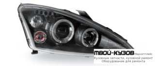 ФАРА ЛЕВАЯ + ПРАВАЯ (КОМПЛЕКТ) ТЮНИНГ ЛИНЗОВАННАЯ С СВЕТЯЩИЙСЯ ОБОДК (JUNYAN) ВНУТРИ ЧЁРНЫЙ для Ford FOCUS (11.1998 - 10.2001) (11.2001-)