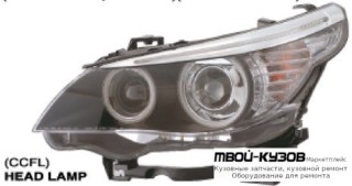 ФАРА ЛЕВАЯ + ПРАВАЯ (КОМПЛЕКТ) ТЮНИНГ (КСЕНОН) -D2S- С СВЕТЯЩИЙСЯ ОБОДК ЛИНЗОВАННАЯ С КОРРЕКТОР (EAGLE EYES) ВНУТРИ ЧЁРНЫЙ для BMW E60 (2002-)