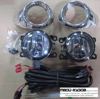 ФАРА ПРОТИВОТУМАННАЯ ЛЕВАЯ + ПРАВАЯ (КОМПЛЕКТ) С ПРОВОДК , КНОПКОЙ , РЕШЕТК БАМПЕРА ХРОМ (КИТАЙ) для Ford FOCUS (2011-2014)