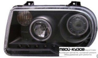 ФАРА ЛЕВАЯ + ПРАВАЯ (КОМПЛЕКТ) ТЮНИНГ (DEVIL EYES) С СВЕТЯЩИЙСЯ ОБОДК , ДИОД БЕЗ КОРРЕКТОР (EAGLE EYES) ВНУТРИ ЧЁРНЫЙ для Chrysler 300С (2005-)