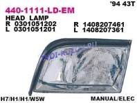 ФАРА левая под корректор 94-98  - для MERCEDES W140 SEDAN