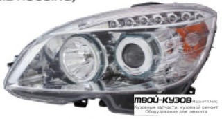 ФАРА ЛЕВАЯ + ПРАВАЯ (КОМПЛЕКТ) ТЮНИНГ С ДИОД С КОРРЕКТОР СВЕТЯЩИЙСЯ ОБОДК (EAGLE EYES) ВНУТРИ ХРОМ для Mercedes W204 (2007-)