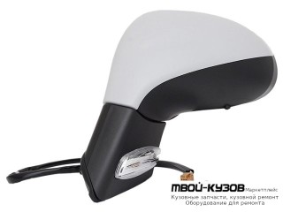 ЗЕРКАЛО ЛЕВАЯ СТОРОНА ЭЛЕКТР С ПОДОГРЕВОМ , УКАЗАТЕЛЬ ПОВОРОТА 2 + 5 КОНТ (CONVEX) ГРУНТ (ТАЙВАНЬ) для Peugeot 207 (2005-)