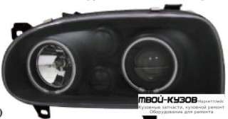 ФАРА ЛЕВАЯ + ПРАВАЯ (КОМПЛЕКТ) ТЮНИНГ С СВЕТЯЩИЙСЯ ОБОДК ЛИНЗОВАННАЯ (EAGLE EYES) ВНУТРИ ЧЁРНЫЙ для Volkswagen GOLF III (11.1991 - 09.1997)