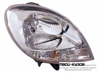 ФАРА ПРАВАЯ СТОРОНА ПОД КОРРЕКТОР ВНУТРИ ХРОМ УКАЗАТЕЛЬ ПОВОРОТА (DEPO) БЕЛЫЙ для Renault KANGOO (2003-2008)