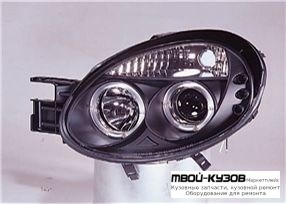 ФАРА ЛЕВАЯ + ПРАВАЯ (КОМПЛЕКТ) ТЮНИНГ ЛИНЗОВАННАЯ С СВЕТЯЩИЙСЯ ОБОДК (SONAR) ВНУТРИ ЧЁРНЫЙ для Dodge NEON (2000-)