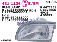 TRANSIT 92-00 ФАРА L ЭЛЕКТРИЧЕСКАЯ   431-1136L-LD-EM