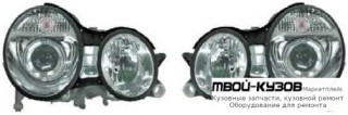 ФАРА ЛЕВАЯ + ПРАВАЯ (КОМПЛЕКТ) ПОД КОРРЕКТОР ТЮНИНГ ДИЗАЙН (Е КЛАСС 2003) ЛИНЗОВАННАЯ (DEPO) для Mercedes W210 (08.1995 - 08.1999) (09.1999 - 06.2002)