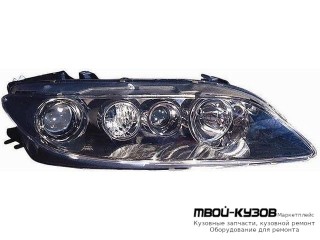 ФАРА ПРАВАЯ СТОРОНА С ПРОТИВОТУМ С КОРРЕКТОР ВНУТРИ (DEPO) ЧЁРНЫЙ для Mazda 6 (2002-2007)