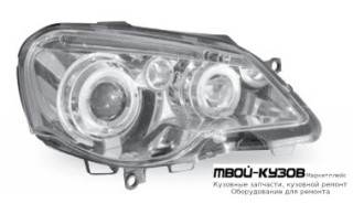 ФАРА ЛЕВАЯ + ПРАВАЯ (КОМПЛЕКТ) ТЮНИНГ ЛИНЗОВАННАЯ С СВЕТЯЩИЙСЯ ОБОДК (JUNYAN) ВНУТРИ ХРОМ для Volkswagen POLO (08.2001 - 2009)