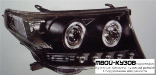 ФАРА ЛЕВАЯ + ПРАВАЯ (КОМПЛЕКТ) ТЮНИНГ ЛИНЗОВАННАЯ (DEVIL EYES) +/- ПОД КОРРЕКТОР (SONAR) ВНУТРИ ЧЁРНЫЙ для Toyota LANDCRUISER 200 (2008-2011)