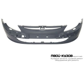 БАМПЕР ПЕРЕДНИЙ С ОТВЕРСТИЯМИ ПОД ОМЫВАТЕЛЬ ФАР ГРУНТ (ТАЙВАНЬ) для Peugeot 307 (08.2001-)