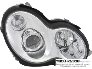 ФАРА ПРАВАЯ СТОРОНА ПОД КОРРЕКТОР ЛИНЗОВАННАЯ (КСЕНОН) (DEPO) для Mercedes W203 (07.2000-)