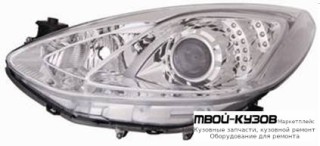 ФАРА ЛЕВАЯ + ПРАВАЯ (КОМПЛЕКТ) ТЮНИНГ ЛИНЗОВАННАЯ С ДИОД ГАБАРИТ ПОД КОРРЕКТОР ВНУТРИ (DEPO) ХРОМ для Mazda 2 (2007-)