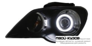 ФАРА ЛЕВАЯ + ПРАВАЯ (КОМПЛЕКТ) ТЮНИНГ ЛИНЗОВАННАЯ С СВЕТЯЩИЙСЯ ОБОДК БЕЗ КОРРЕКТОР (EAGLE EYES) ВНУТРИ ЧЁРНЫЙ для Chrysler PACIFICA (2004-)