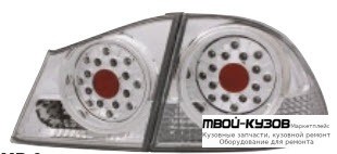 ФОНАРЬ ЗАДНИЙ ВНЕШНИЙ+ВНУТР ЛЕВАЯ + ПРАВАЯ (КОМПЛЕКТ) (СЕДАН) ТЮНИНГ ДИОД СТОП СИГНАЛ , ЗАДНИЙ ХОД ПРОЗРАЧНЫЙ (EAGLE EYES) ВНУТРИ ХРОМ для Honda CIVIC (2006-2011) СЕДАН