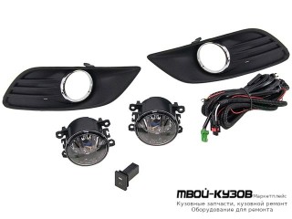 ФАРА ПРОТИВОТУМАННАЯ ЛЕВАЯ + ПРАВАЯ (КОМПЛЕКТ) С ПРОВОДК , РЕШЕТК БАМПЕРА ХРОМ для Ford FOCUS (2008-2010)