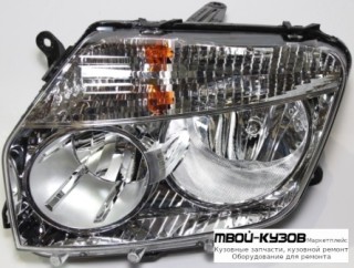 ФАРА ЛЕВАЯ СТОРОНА ВНУТРИ ХРОМ С КОРРЕКТОР (ориг.) для Renault DUSTER (2010-)