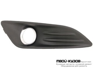 РЕШЕТКА БАМПЕРА ПЕРЕДНИЙ ПРАВАЯ СТОРОНА С ОТВЕРСТИЯМИ ПОД ПРОТИВОТУМАННЫЕ ФАРЫ , ХРОМ МОЛДИНГ (ТАЙВАНЬ) для Ford FIESTA (2008-)