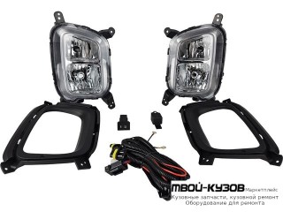 ФАРА ПРОТИВОТУМАННАЯ ЛЕВАЯ + ПРАВАЯ (КОМПЛЕКТ) С DRL( ХОД. ОГНИ) РЕШЕТК БАМПЕРА , ПРОВОДК И КНОПКОЙ для KIA SORENTO (2013-)
