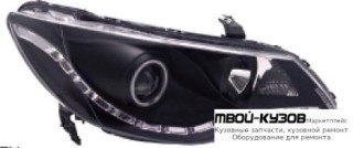 ФАРА ЛЕВАЯ + ПРАВАЯ (КОМПЛЕКТ) ТЮНИНГ ЛИНЗОВАННАЯ (DEVIL EYES) С СВЕТЯЩИЙСЯ ОБОДК +/- ПОД КОРРЕКТОР (EAGLE EYES) ВНУТРИ ЧЁРНЫЙ для Honda CIVIC (2006-2011) СЕДАН