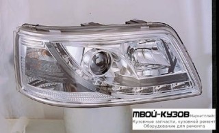 ФАРА ЛЕВАЯ + ПРАВАЯ (КОМПЛЕКТ) ТЮНИНГ ЛИНЗОВАННАЯ (DEVIL EYES) С КОРРЕКТОР (SONAR) ВНУТРИ ХРОМ для Volkswagen TRANSPORTER T5 (2003-2009)