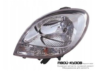 ФАРА ЛЕВАЯ СТОРОНА ВНУТРИ ХРОМ УКАЗАТЕЛЬ ПОВОРОТА БЕЛЫЙ (КИТАЙ) для Renault KANGOO (2003-2008)