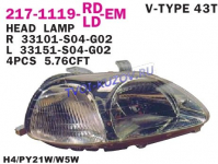 ФАРА левая под корр.S-тип 3D/4D  - для HONDA CIVIC