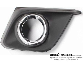 РЕШЕТКА БАМПЕРА ПЕРЕДНИЙ ПРАВАЯ СТОРОНА С ОТВЕРСТИЯМИ ПОД ПРОТИВОТУМАННЫЕ ФАРЫ , С ХРОМ МОЛДИНГ (КИТАЙ) для Mazda 3 (2013-)