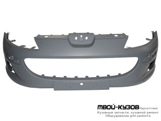 БАМПЕР ПЕРЕДНИЙ БЕЗ ОТВ П/ОМЫВАТЕЛЬ ФАР ГРУНТ (ТАЙВАНЬ) для Peugeot 407 (2004-)