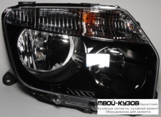 ФАРА ПРАВАЯ СТОРОНА ВНУТРИ ЧЁРНЫЙ С КОРРЕКТОР (ориг.) для Renault DUSTER (2010-)