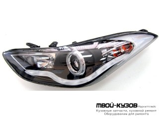 ФАРА ЛЕВАЯ + ПРАВАЯ (КОМПЛЕКТ) ТЮНИНГ ЛИНЗОВАННАЯ С СВЕТЯЩ.СЕКЦИЯМИ +/- ПОД КОРРЕКТОР (EAGLE EYES) ВНУТРИ ЧЁРНЫЙ для Hyundai ELANTRA / AVANTE (2010-)