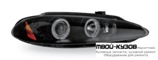ФАРА ЛЕВАЯ + ПРАВАЯ (КОМПЛЕКТ) ТЮНИНГ ЛИНЗОВАННАЯ С СВЕТЯЩИЙСЯ ОБОДК (JUNYAN) ВНУТРИ ЧЁРНЫЙ для Dodge INTREPID (1998-2004)