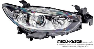 ФАРА ПРАВАЯ СТОРОНА ПОД КОРРЕКТОР ЛИНЗОВАННАЯ ВНУТРИ ЧЁРНЫЙ (DEPO) для Mazda 6 (2013-)