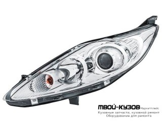 ФАРА ЛЕВАЯ СТОРОНА С КОРРЕКТОР ЛИНЗОВАННАЯ ВНУТРИ (DEPO) ХРОМ для Ford FIESTA (2008-)