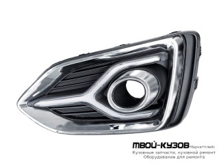 РЕШЕТКА БАМПЕРА ПЕРЕДНИЙ ЛЕВАЯ СТОРОНА С ОТВЕРСТИЯМИ ПОД ПРОТИВОТУМАННЫЕ ФАРЫ ХРОМ (КИТАЙ) для Hyundai SOLARIS (2017-)