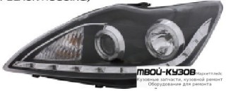 ФАРА ЛЕВАЯ + ПРАВАЯ (КОМПЛЕКТ) ТЮНИНГ ЛИНЗОВАННАЯ (DEVIL EYES) С СВЕТЯЩИЙСЯ ОБОДК (EAGLE EYES) ВНУТРИ ЧЁРНЫЙ для Ford FOCUS (2008-2010)