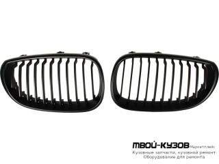 РЕШЕТКА РАДИАТОРА ЛЕВАЯ + ПРАВАЯ (КОМПЛЕКТ) ПОЛНОСТЬЮ ЧЁРНЫЙ (ТАЙВАНЬ) для BMW E60 (2002-)